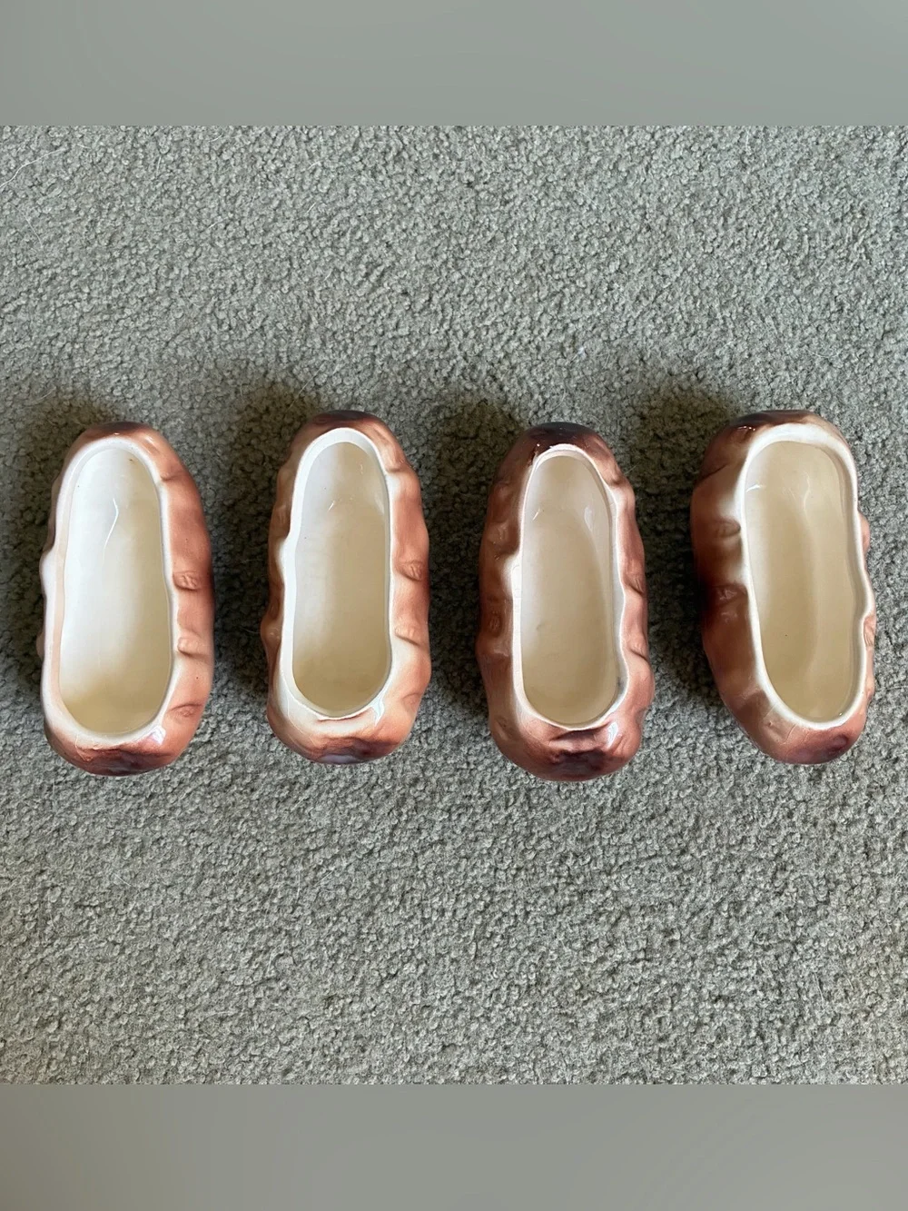 Set 4 TwTc 1958 Ceramic Baked Potato Shaped Small Dish Bowls Sides Dips Planters